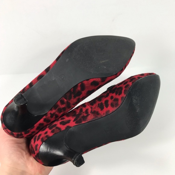 Bellini 6.5 Red Leopard Loafer Style Slip On Heels - Picture 8 of 8